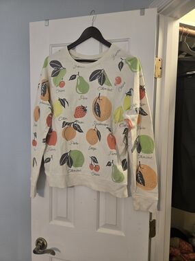 Anthropologie 100% Cotton French Fruit Print Women's Sweatshirt